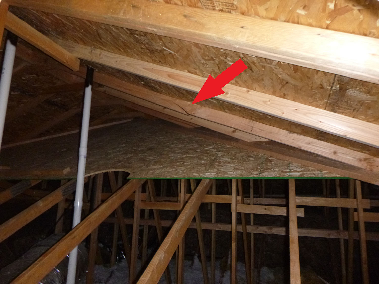 Cracked Rafter - home inspector
