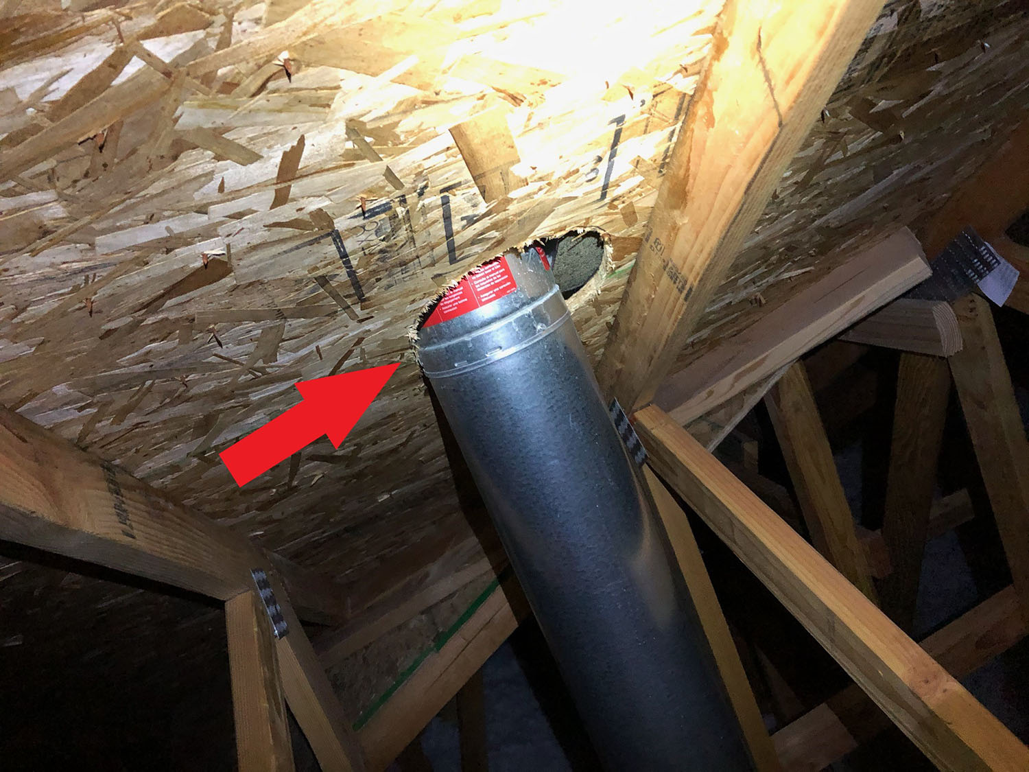 Flue Clearance not adequate - home inspector